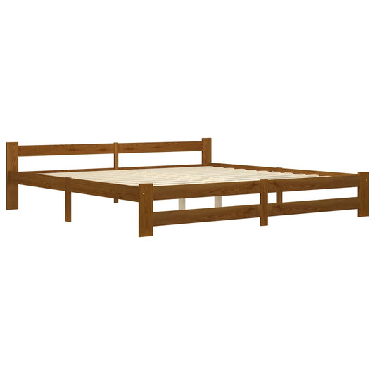 vidaXL Bed Frame | Honey brown | Solid pine wood, plywood | 200x200 cm | Durable