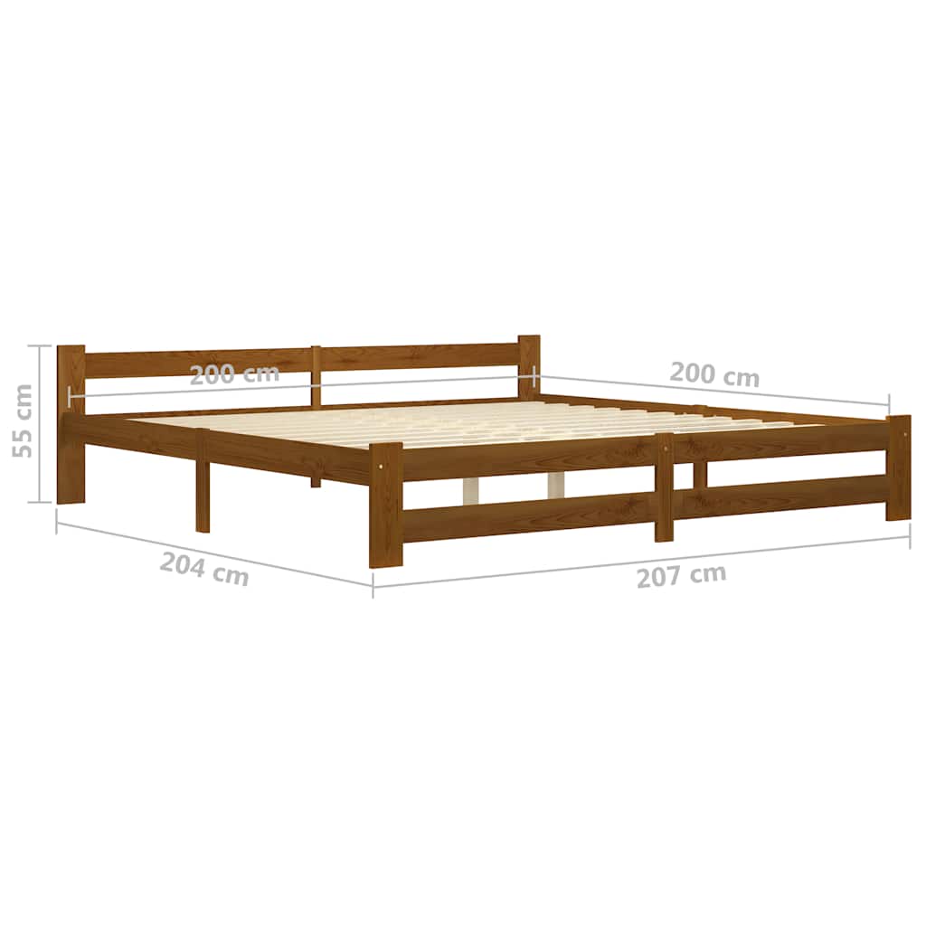 vidaXL Bed Frame without Mattress Honey Brown Solid Pine Wood 200x200cm