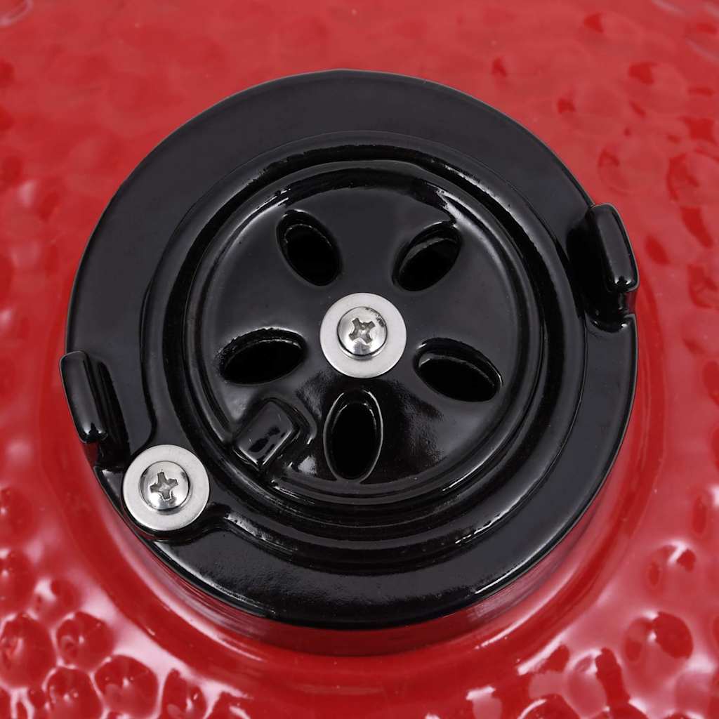 vidaXL 2-in-1 Kamado Barbecue Grill Smoker Ceramic 56 cm Red