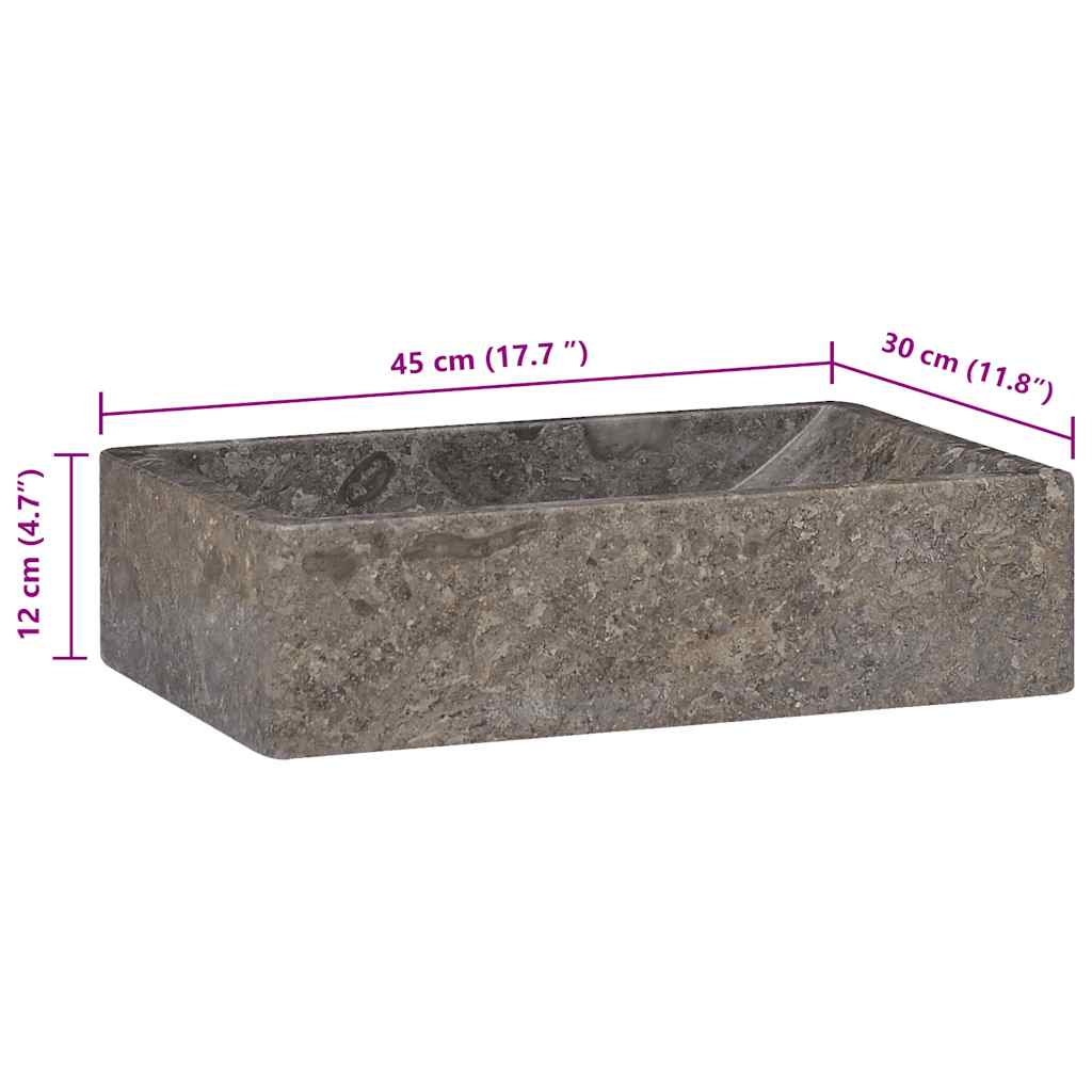 149156 vidaXL Sink 45x30x12 cm Marble High Gloss Grey