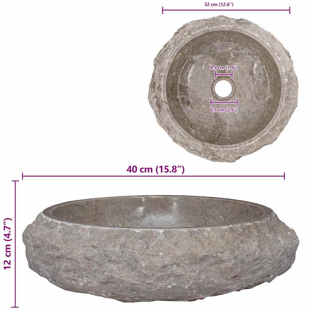 149158 vidaXL Sink Grey Ø40x12 cm Marble