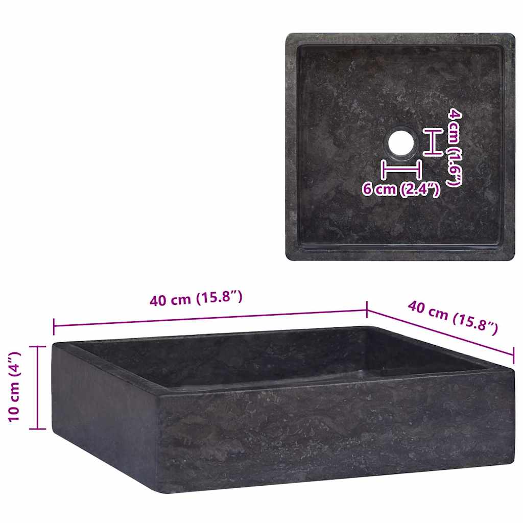vidaXL Sink Black 40x40x10 cm Marble
