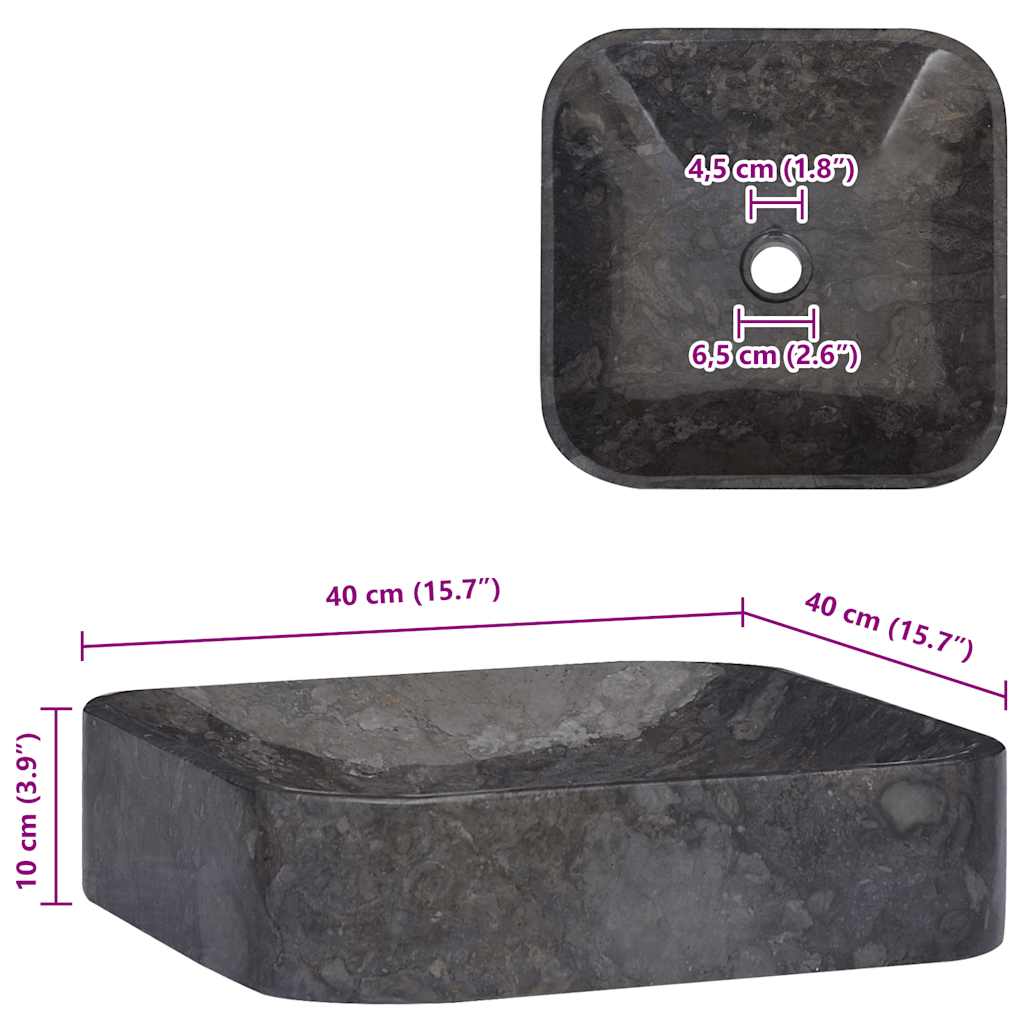 vidaXL Sink Black 40x40x10 cm Marble