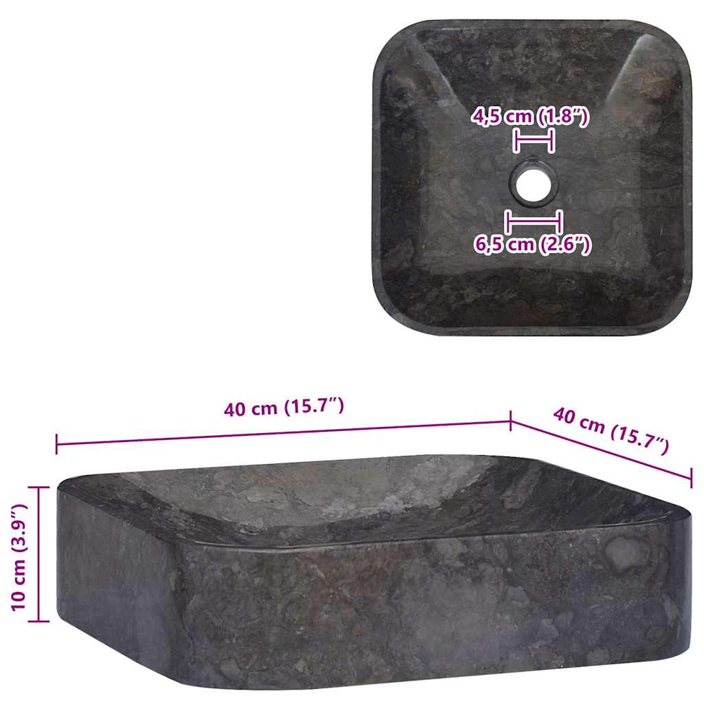 149181 vidaXL Sink Black 40x40x10 cm Marble