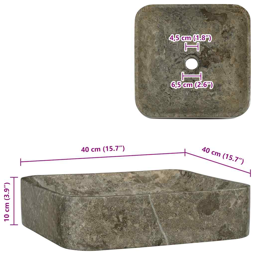vidaXL Sink Grey 40x40x10 cm Marble
