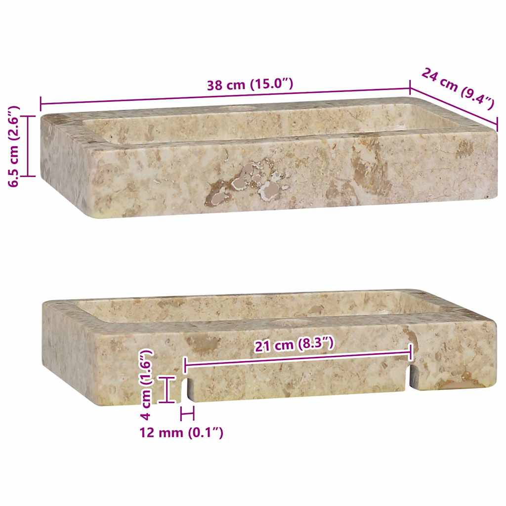 vidaXL Sink Cream 38x24x6.5 cm Marble