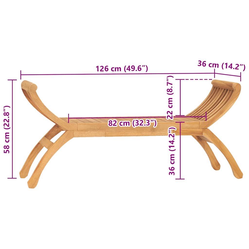 vidaXL Garden Bench 126 cm Solid Teak Wood