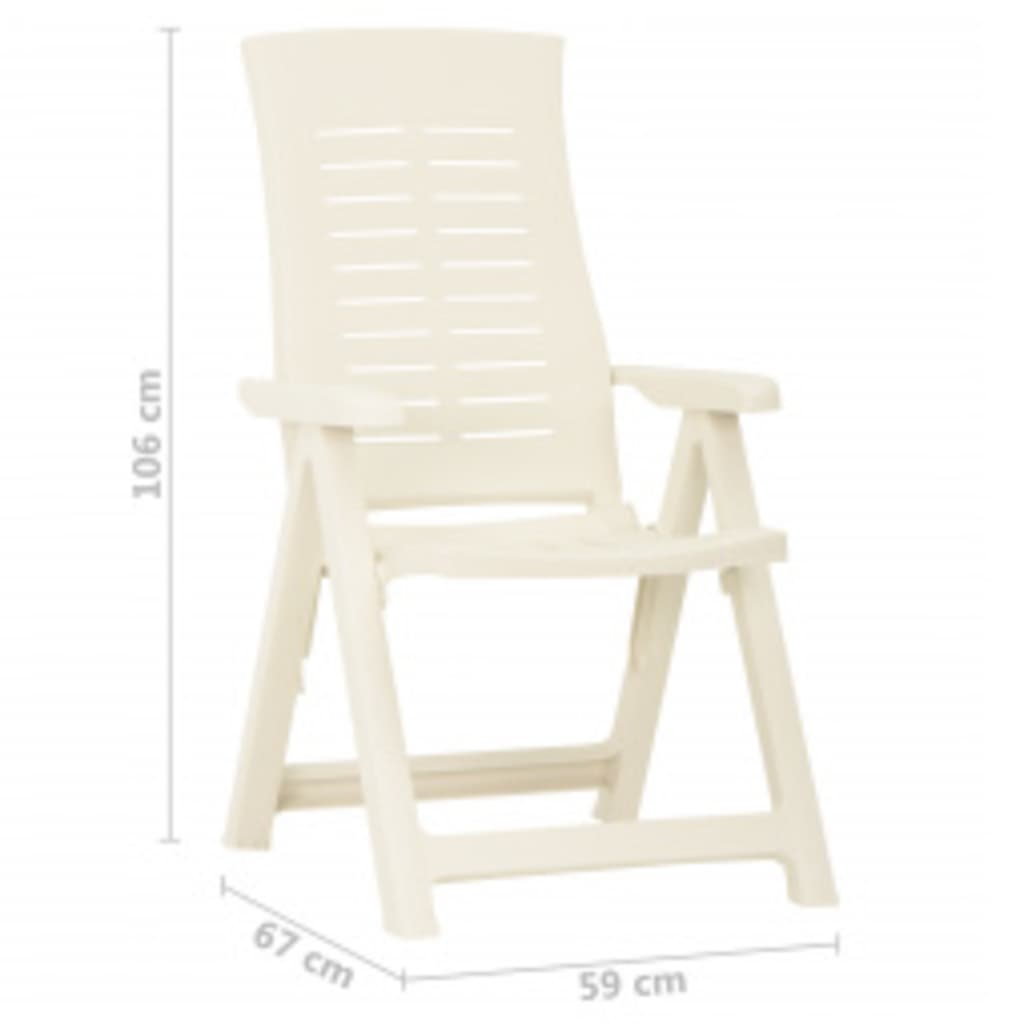 vidaXL Reclining Folding Chairs 2 pcs Plastic White