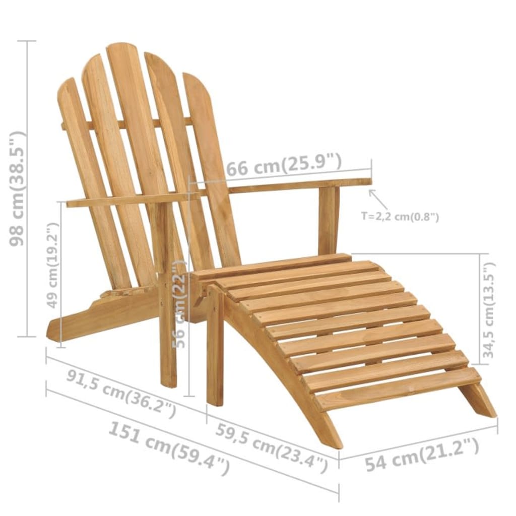 vidaXL Garden Chair | Teak | Solid Teak wood | Standard | Ergonomic