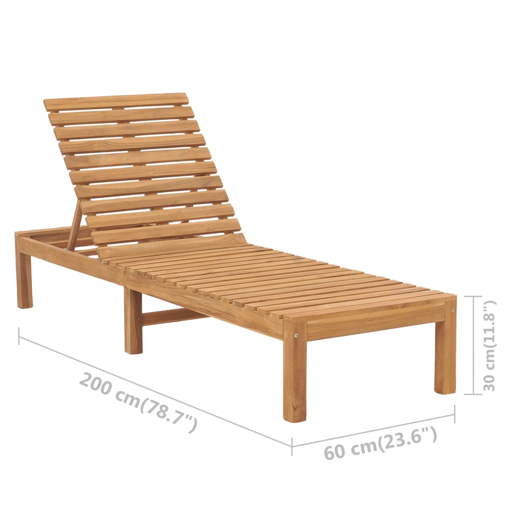 vidaXL Sun Lounger | Teak | Solid Teak Wood | Standard | Adjustable Armrests