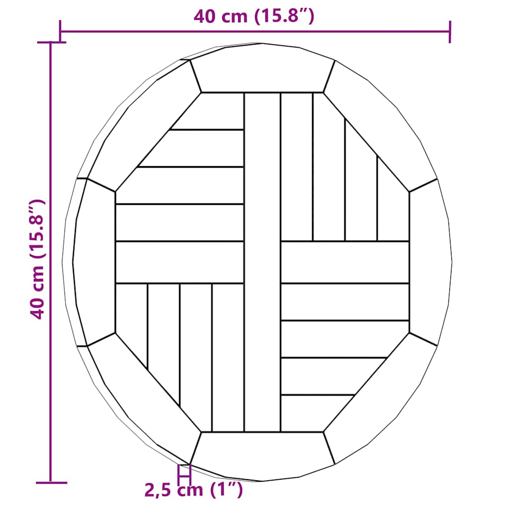 316153 vidaXL Table Top Solid Teak Wood Round 2,5 cm 40 cm