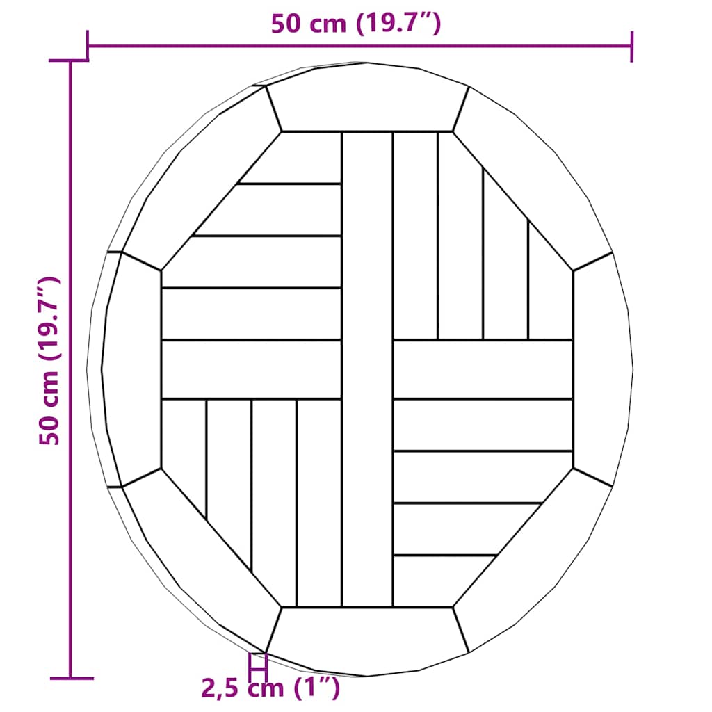 vidaXL Table Top | Natural Teak | Fine sanded teak hardwood | 50 cm Diameter