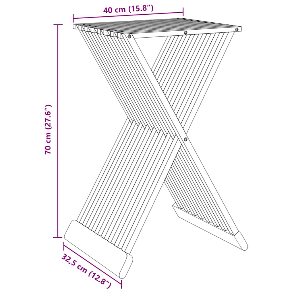 vidaXL Folding Stool 40x32,5x70 cm Solid Wood Teak