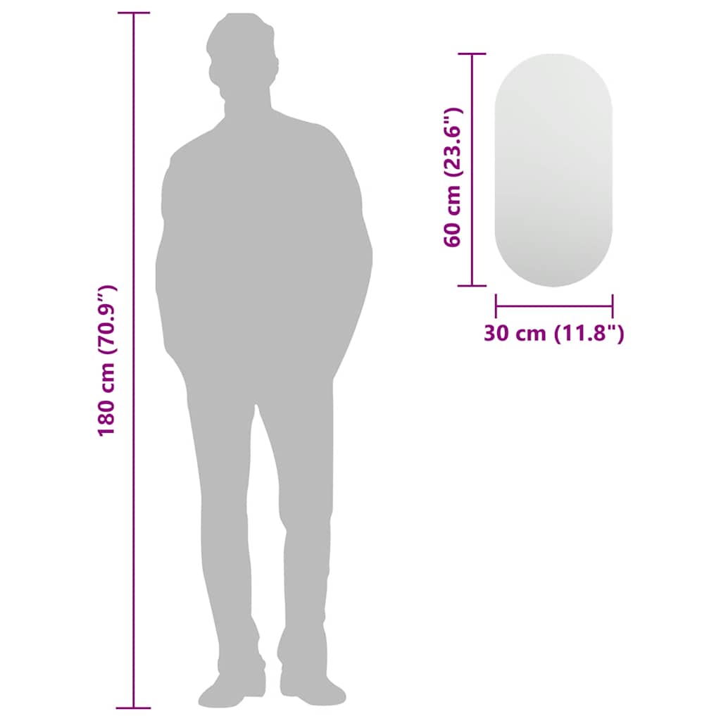 vidaXL Mirror | Transparent | Glass | Medium | Modern | Mirror | Oblong | Modern