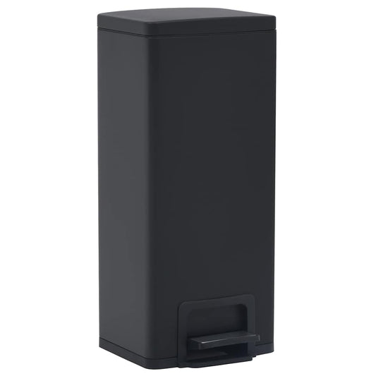 149573 vidaXL Dustbin with Pedal Anti-fingerprint 30L Black Stainless Steel