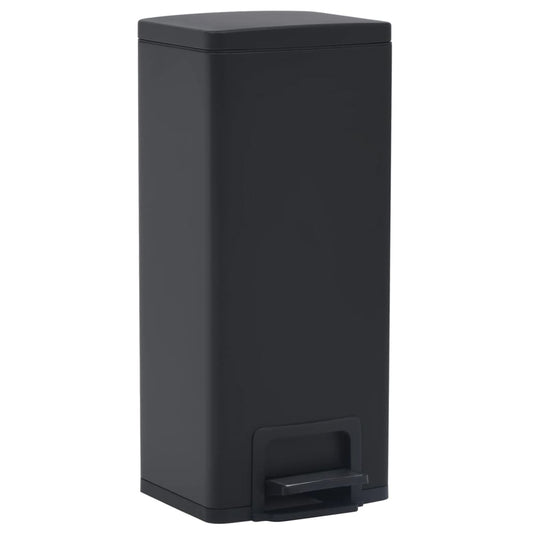 vidaXL Dustbin with Pedal Anti-fingerprint 30L Black Stainless Steel