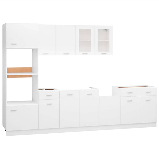 vidaXL 7 Piece Kitchen Cabinet Set Lyon White Engineered Wood