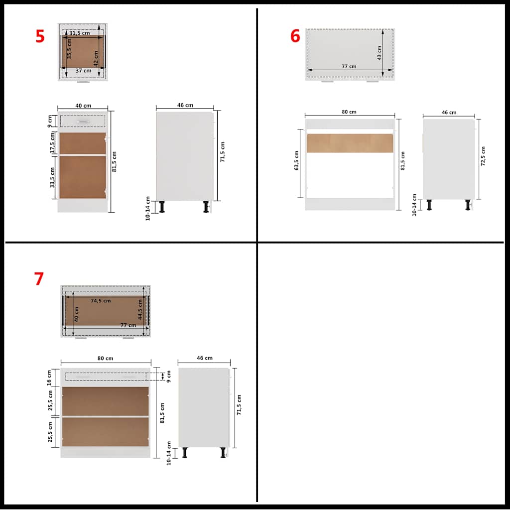 vidaXL 7 Piece Kitchen Cabinet Set Lyon White Engineered Wood