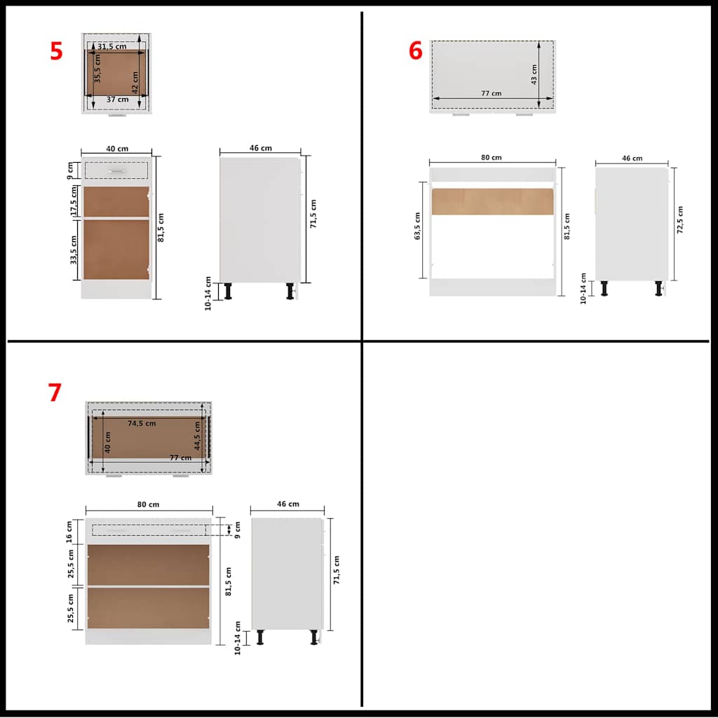 vidaXL 7 Piece Kitchen Cabinet Set Lyon" White Engineered Wood