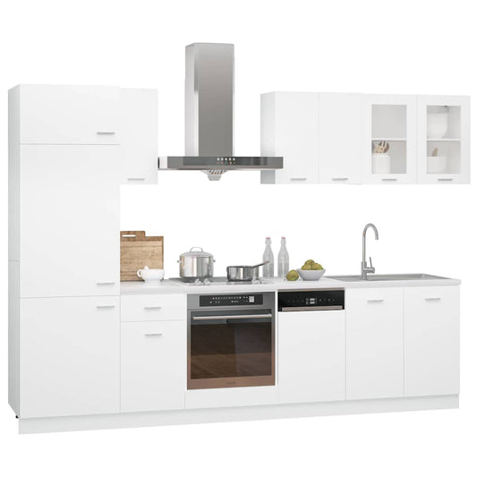 vidaXL 8 Piece Kitchen Cabinet Set Lyon" White Engineered Wood