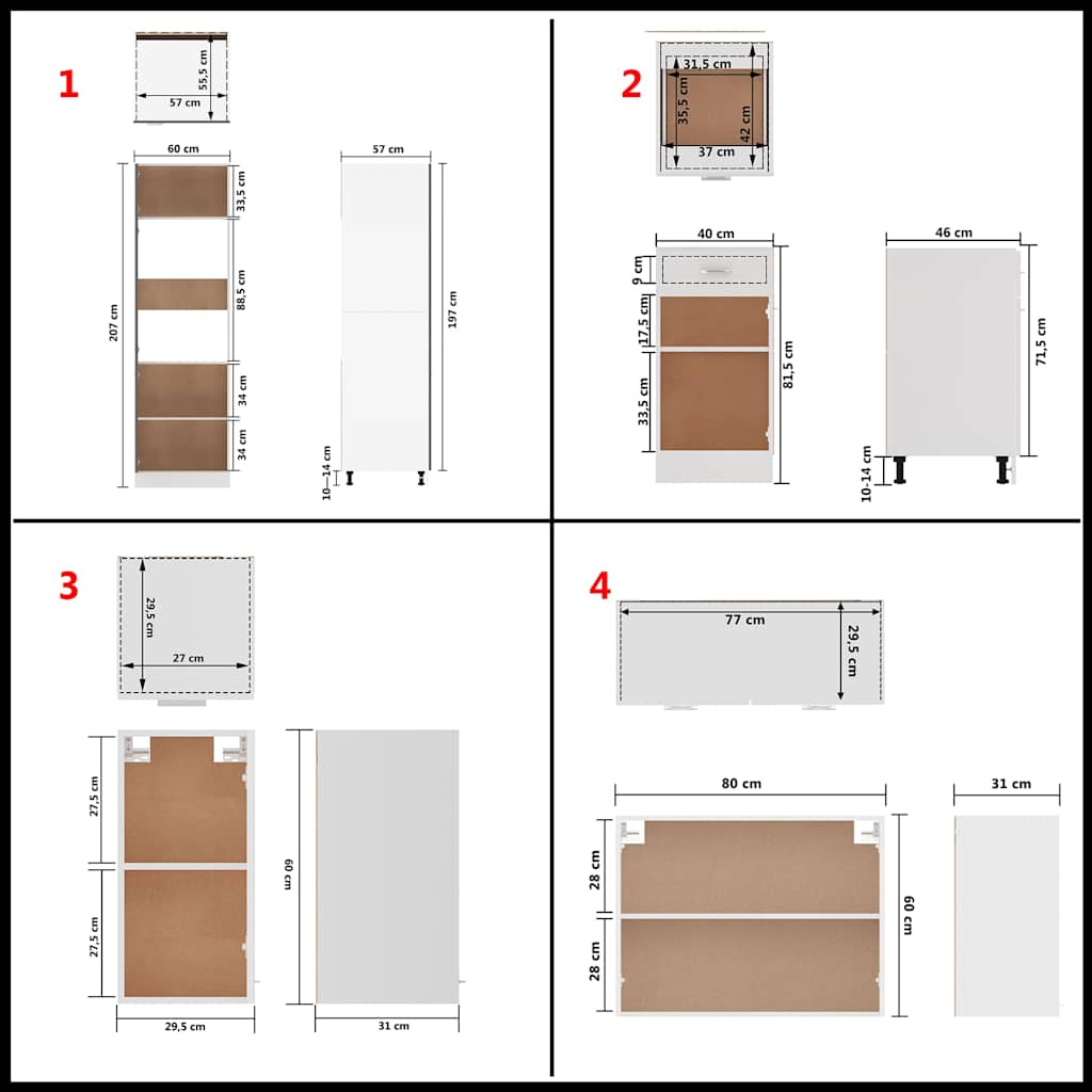 vidaXL 8 Piece Kitchen Cabinet Set Lyon" White Engineered Wood