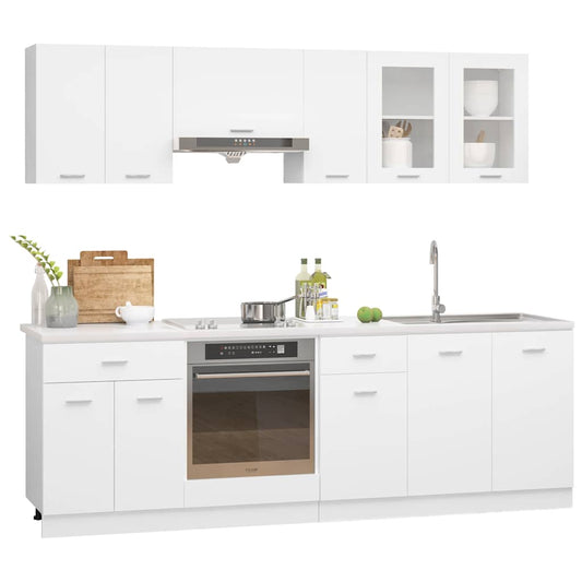 vidaXL 8 Piece Kitchen Cabinet Set "Lyon" White Engineered Wood