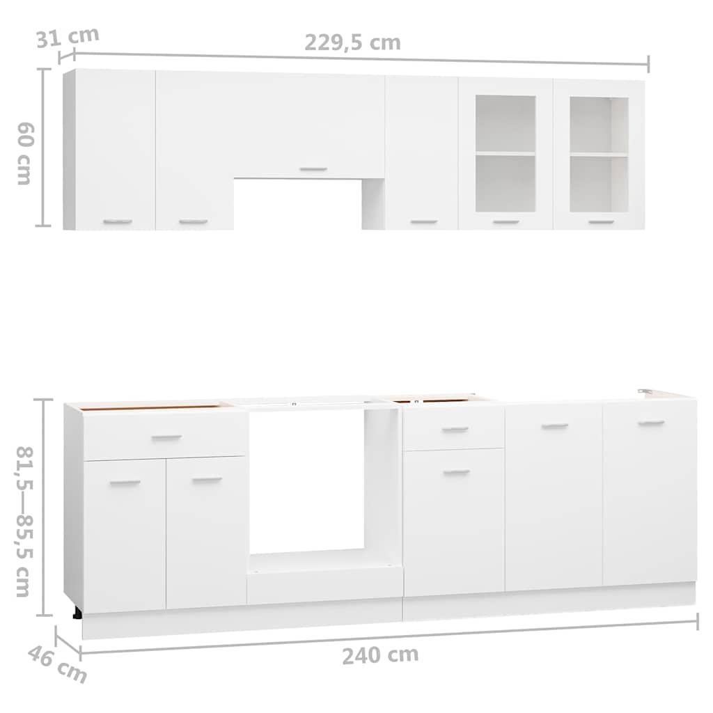 vidaXL 8 Piece Kitchen Cabinet Set "Lyon" White Engineered Wood