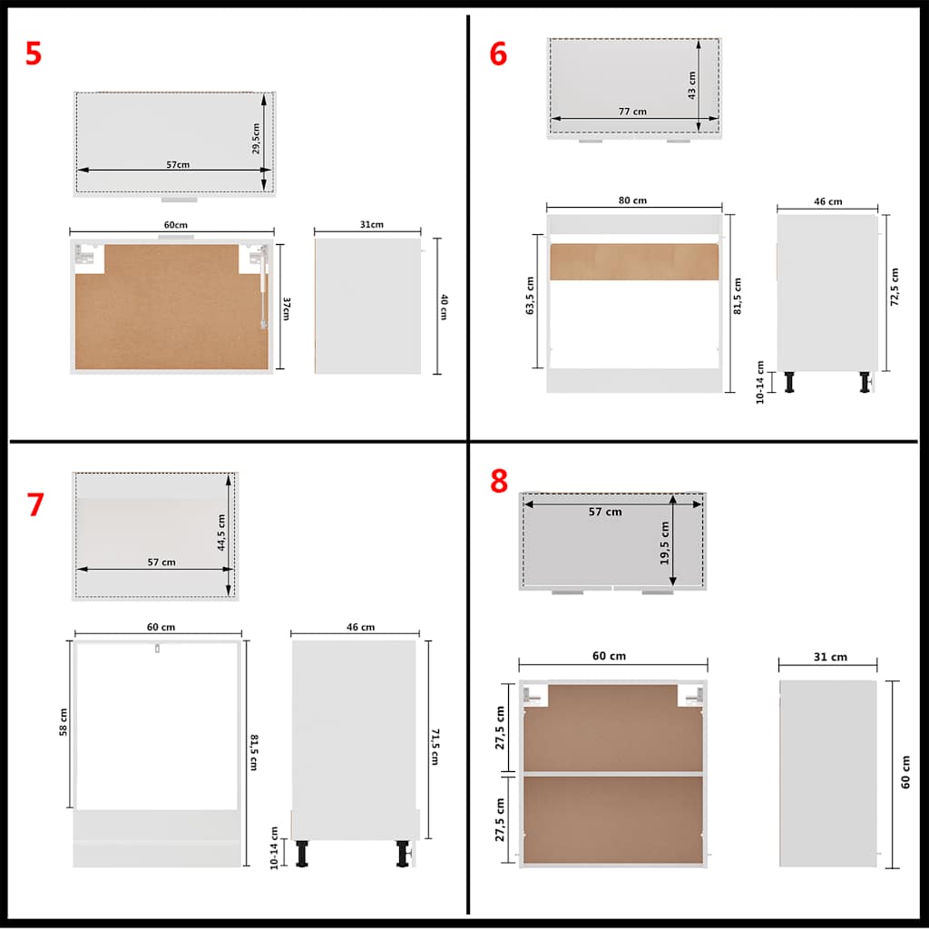 vidaXL Kitchen Cabinet Set | White | Engineered Wood | Standard