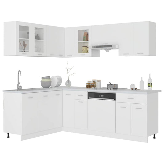 vidaXL 11 Piece Kitchen Cabinet Set Lyon" White Engineered Wood
