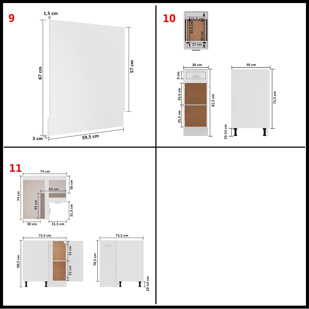 vidaXL Kitchen Cabinet Set | White | Engineered wood, glass