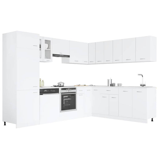 vidaXL 14 Piece Kitchen Cabinet Set Lyon" White Engineered Wood