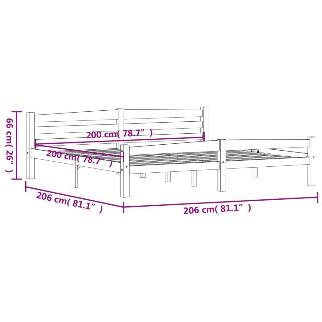 vidaXL Bed Frame | Dark grey | Solid pinewood, plywood | Double | Durable
