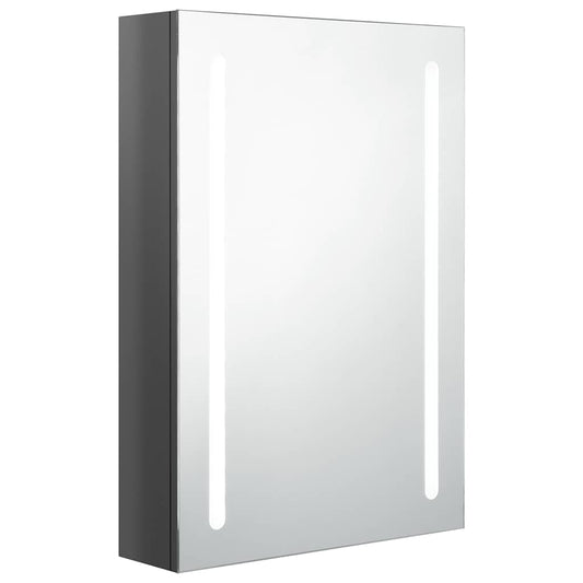 vidaXL LED Bathroom Mirror Cabinet Shining Grey 50x13x70 cm