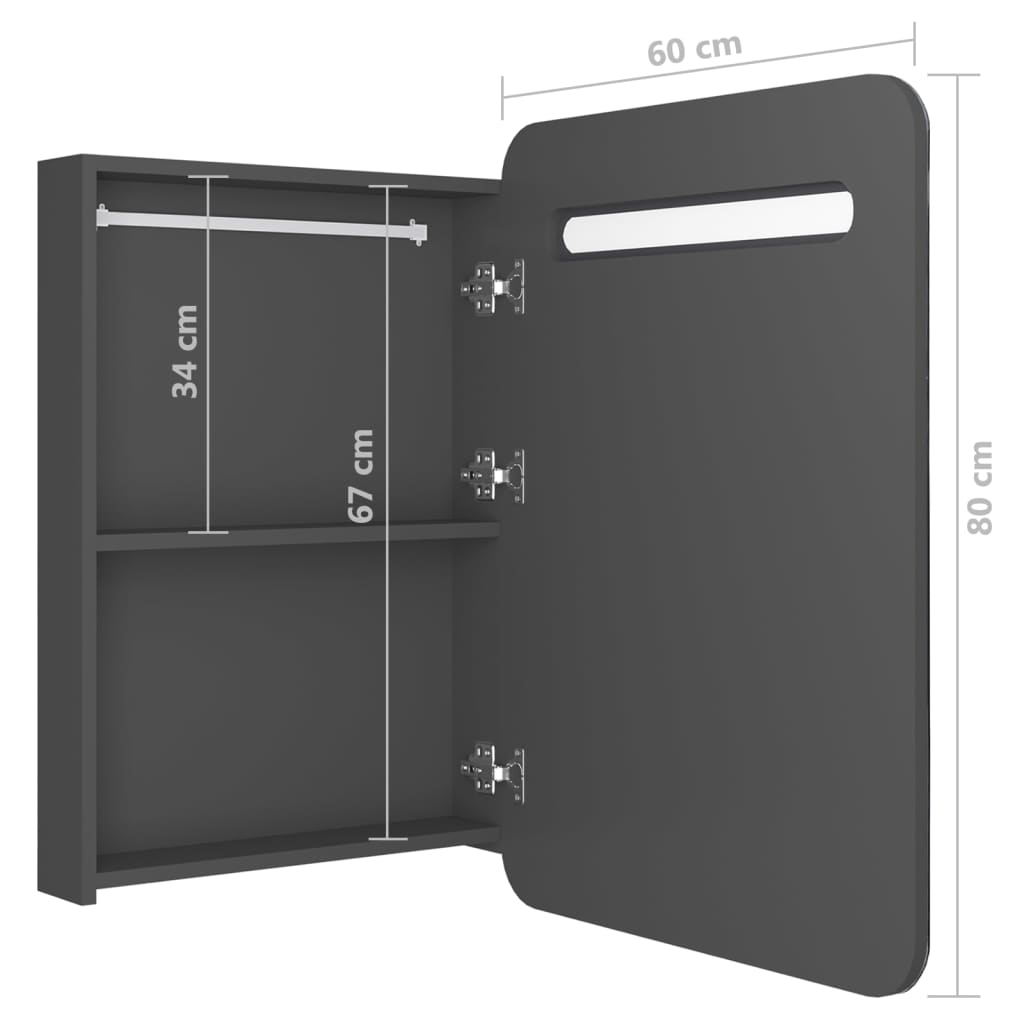vidaXL LED Bathroom Mirror Cabinet Grey 60x11x80 cm