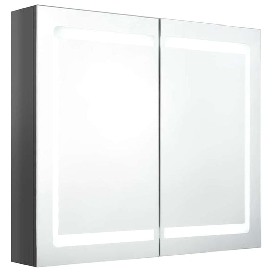 vidaXL LED Bathroom Mirror Cabinet Shining Grey 80x12x68 cm