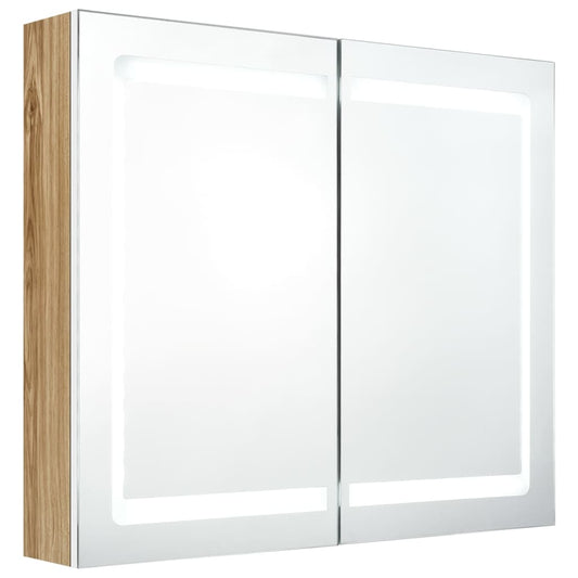 vidaXL Bathroom Cabinet | White and oak | MDF board with melamine finish, glass