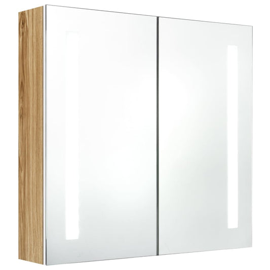 vidaXL Bathroom Cabinet | White and Oak | MDF and Glass | Medium