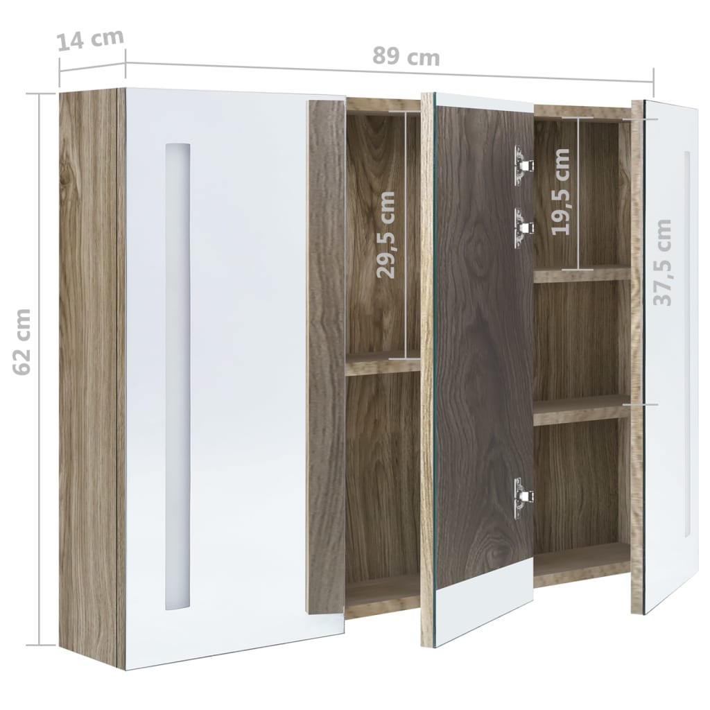vidaXL Bathroom Cabinet | Oak | MDF with melamine finish | Medium