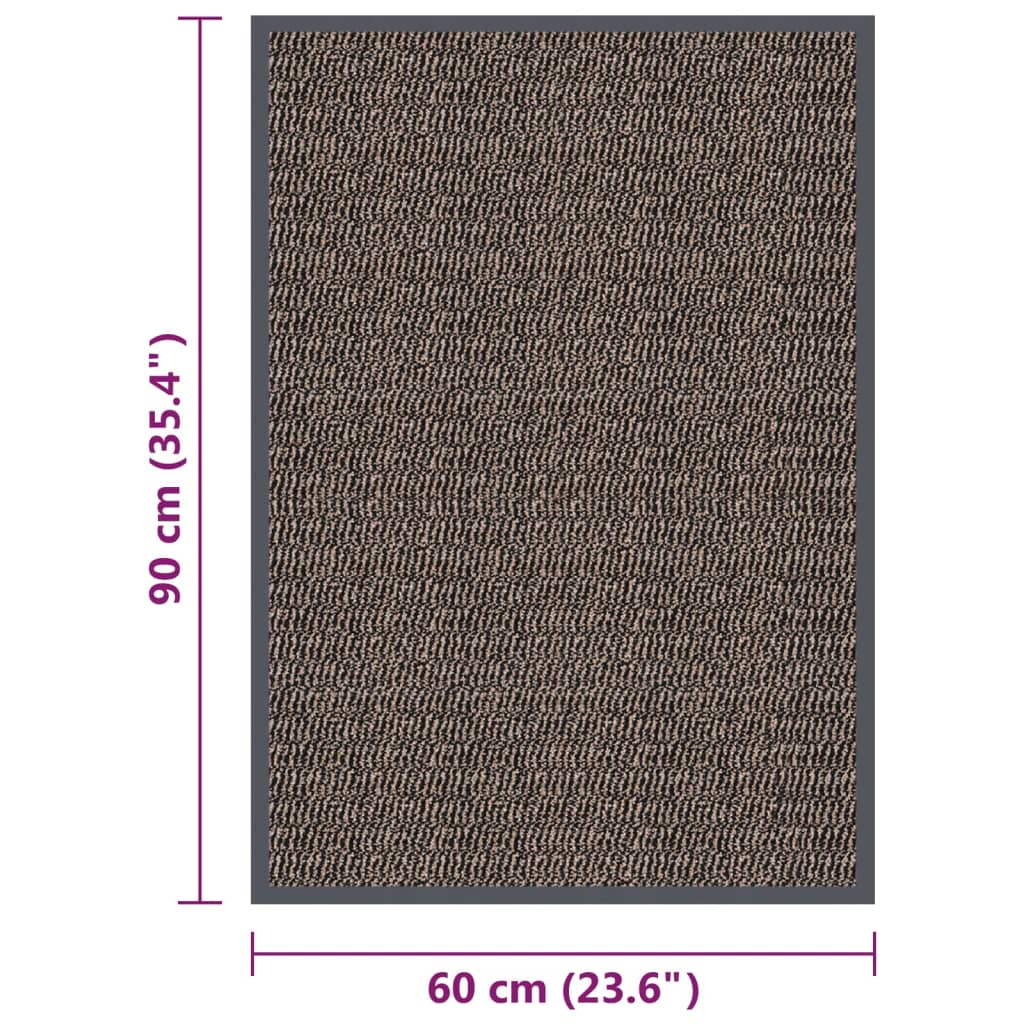 vidaXL Doormat | Dark Brown | Polypropylene, Rubber | 60 x 90 cm | Non-slip
