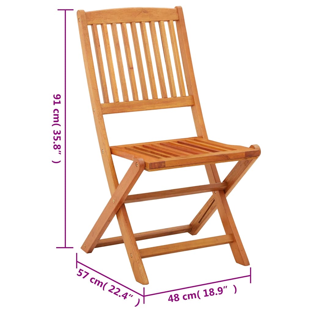 vidaXL Folding Chairs 2 pcs Solid Eucalyptus Wood