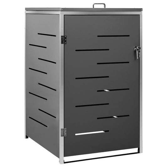 vidaXL Single Wheelie Bin Shed 69x77.5x115 cm Stainless Steel