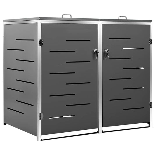 vidaXL Double Wheelie Bin Shed 138x77.5x115 cm Stainless Steel