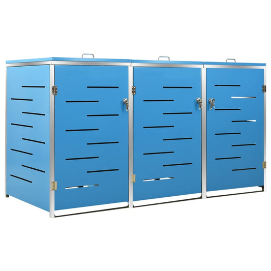 vidaXL Triple Wheelie Bin Shed 207x77.5x115 cm Stainless Steel