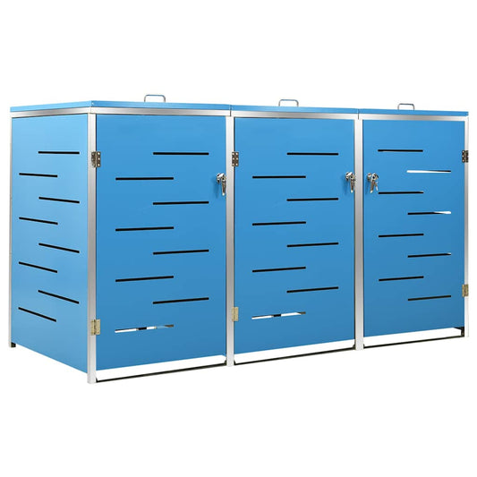 vidaXL Triple Wheelie Bin Shed 207x77.5x115 cm Stainless Steel