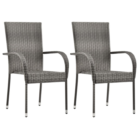 vidaXL Dining Set | Grey | Solid acacia wood, PE rattan, Powder-coated steel