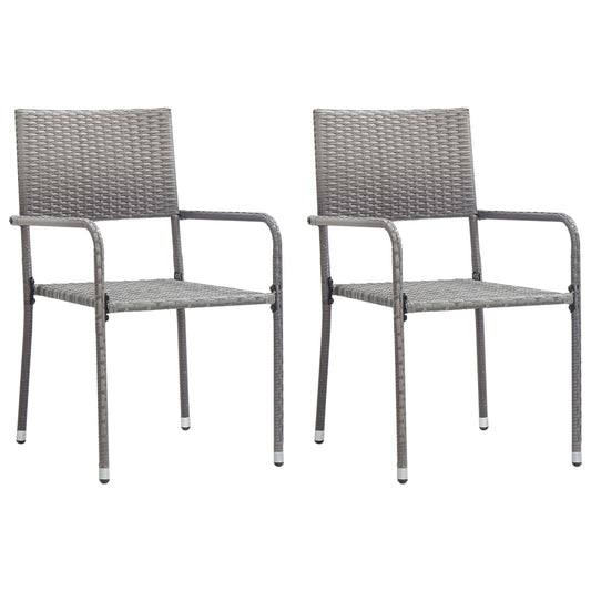 vidaXL Dining Set | Grey | Solid acacia wood, PE rattan, Powder-coated steel