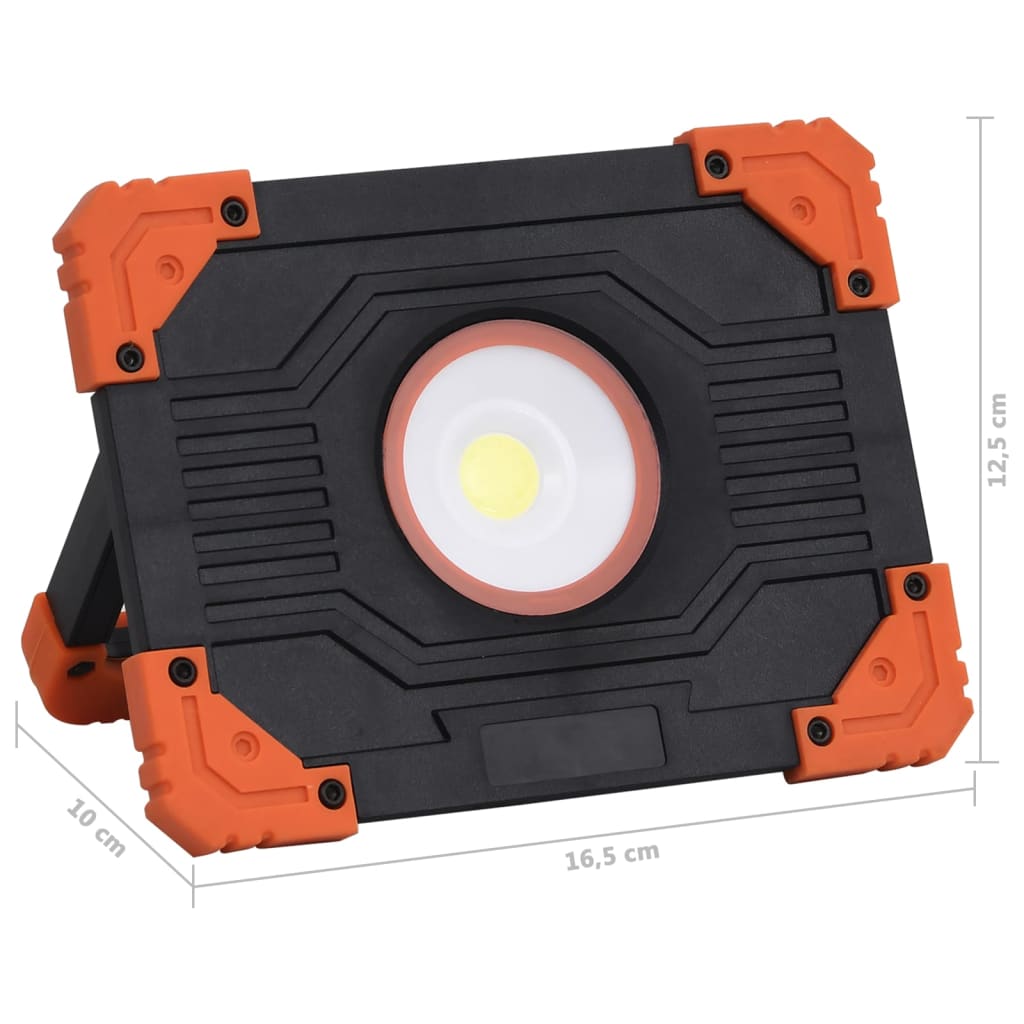 vidaXL LED Floodlight | Black and Orange | ABS | Compact | Portable