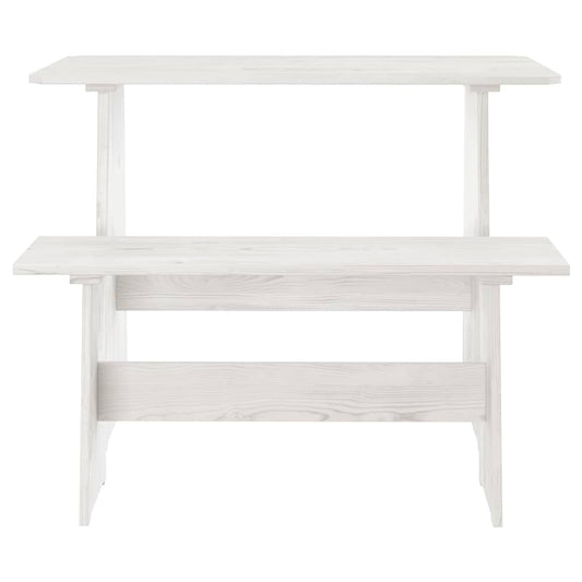 vidaXL Dining Table with Bench "REINE" White Solid Wood Pine