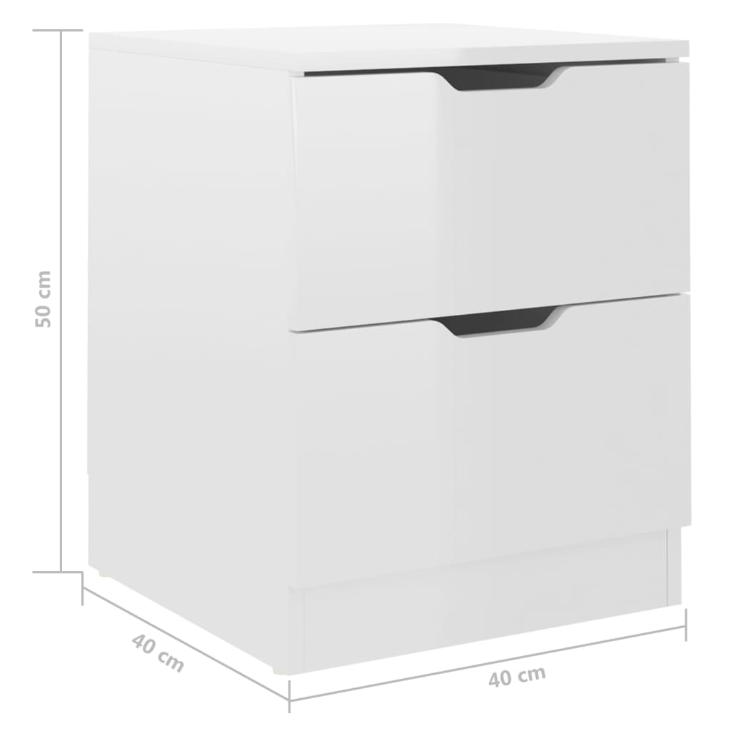 vidaXL Bedside Cabinets 2 pcs High Gloss White 40x40x50 cm Engineered Wood
