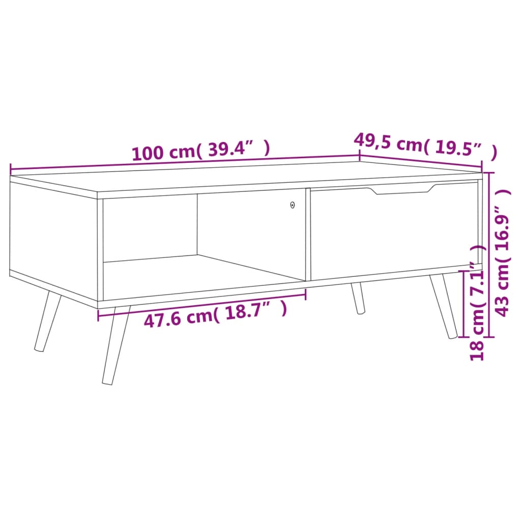 vidaXL Coffee Table | High gloss black | Engineered wood, MDF | Medium